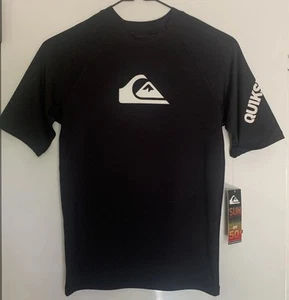 QUIKSILVER Youth Kid’s Black Short Sleeve Rash Guard T-Shirt~~Size L - Picture 1 of 7