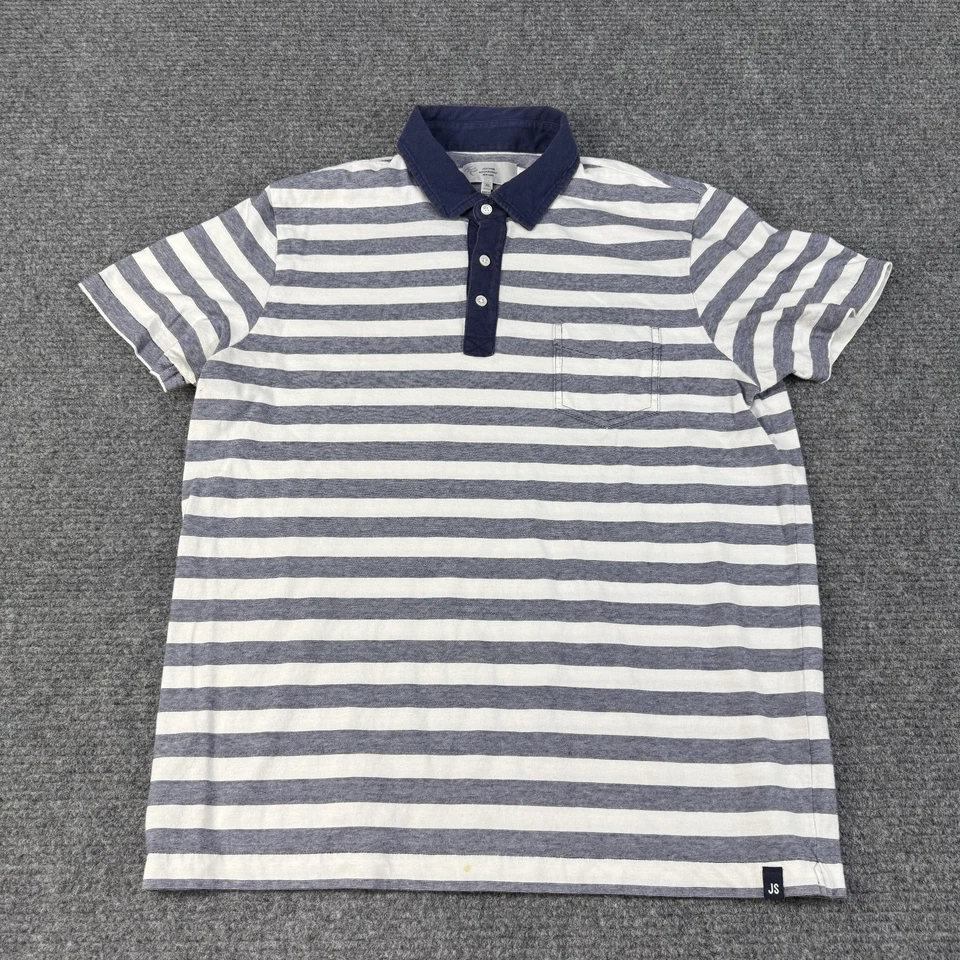 Jack Spade Polo Shirt Mens XL Blue White Striped Pocket Cotton Rugby Preppy - Image 1 of 4