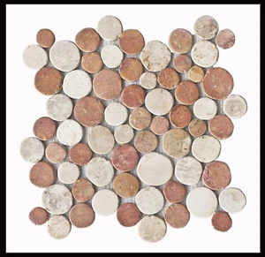 1 Mosaik CO-004 Marmor Coins Bodenfliesen - Fliesen Lager Stein-mosaik Herne NRW - Bild 1 von 1