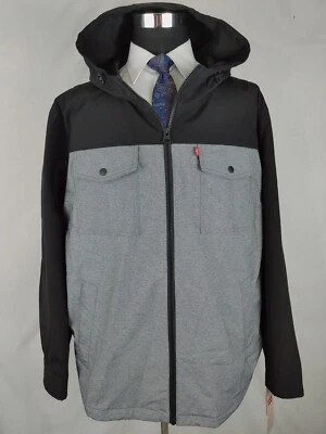 Levis Jacket Mens 3XL Soft Shell Gray Black Hood Full Zip Water Resistant Coat - Image 1 of 4
