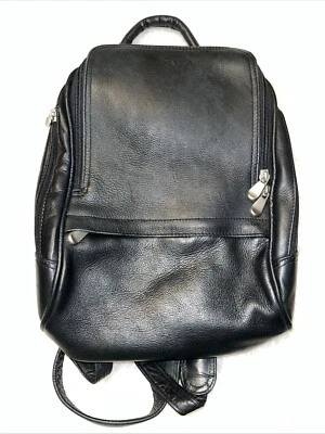 Le Donne Genuine Leather Backpack Bag Black Multi Compartments - Image 1 of 4