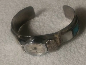 STERLING SILVER NATIVE AMERICAN BRACELET WATCH - Picture 1 of 12