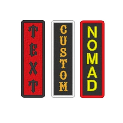 Custom Embroidered VERTICAL Name Tag Biker Sew on Patch 1.25" x 4" (A) - Image 1 of 4