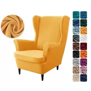 Velvet Wing Chair Covers Stretch Wingback Armchair Cover with Seat Cushion Cover - Picture 1 of 58