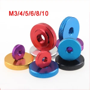 Thin Type Aluminium Alloy Knurled Thumb Nuts Hand Grip Knobs Nut M3M4M5M6M8M10 - Picture 1 of 6