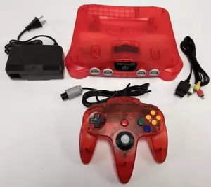 Vtg N64 Funtastic Watermelon Translucent RED Nintendo-64 Gaming Console System A - Picture 1 of 6