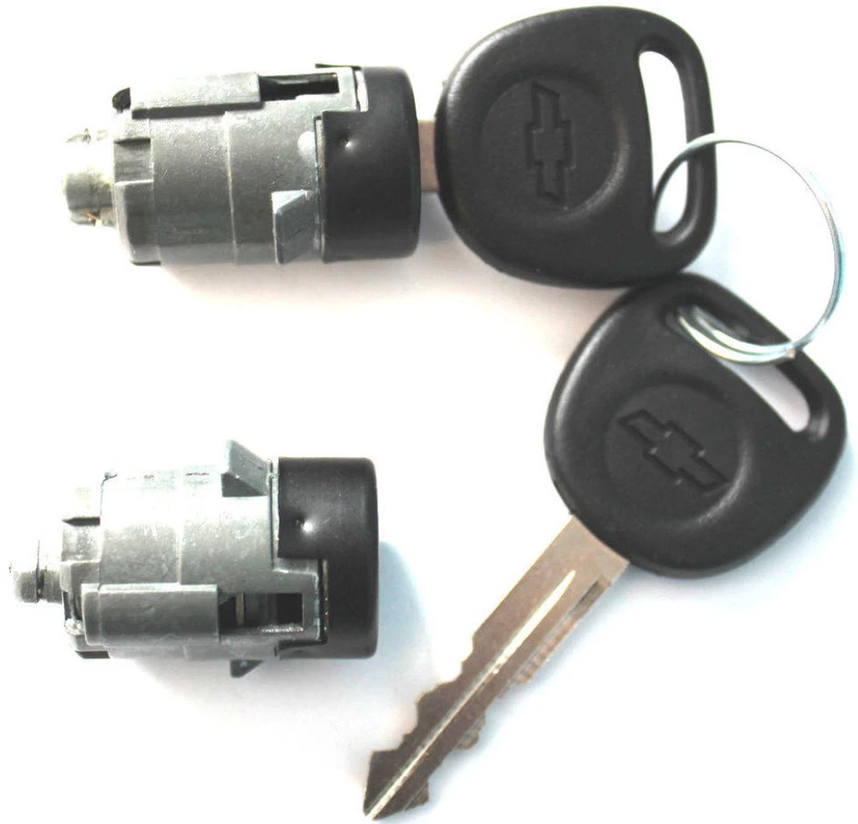 NEW CHEVY 2 (PAIR) OEM DOOR LOCKS CYLINDER LOCKSET + 2 OEM LOGO KEYS TO MATCH - Image 1 of 1