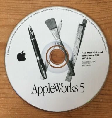 1998 Macintosh Mac AppleWorks 5 Version 5.0.3 For Mac OS Windows 95 Install CD - Image 1 of 4