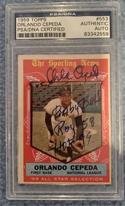 ORLANDO CEPEDA Autographed & signed PSA/DNA 1959 All Star topps card # 553 Tough - Picture 1 of 2