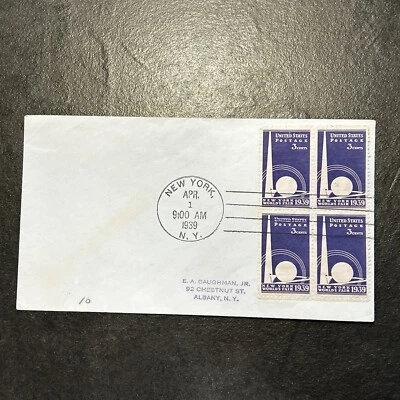 Early First Day Cover FDC 1939 Worlds Fair Scott 853 Block Of Four - Image 1 of 2