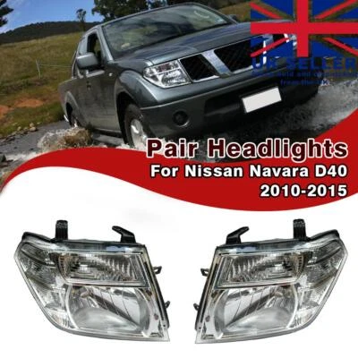 For Nissan Navara D40 2010-2015 Facelift Pair Front Headlight Lamps Lens Housing - Image 1 of 4