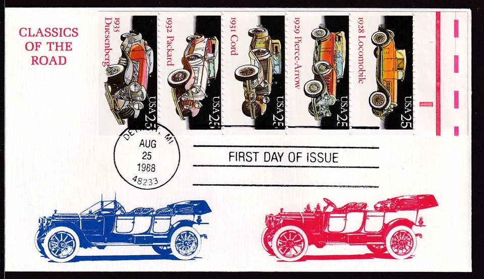 1987 CLASSIC CARS Sc 2381 to 2385 2385a booklet pane FDC premium KMC Venture - Image 1 of 1