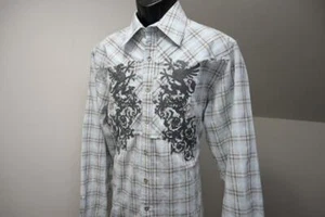 ROAR Buckle Dress Shirt Stretch Plaid Long Sleeve Button Up Mens Size XL - Picture 1 of 8