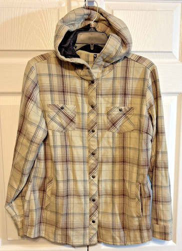 VETEMENTS Kuhl Kleo Felpa con Cappuccio Shacket Snap Front Moonrock Plaid Snap Bottoni Tasche Donna M