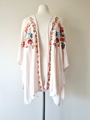 ISHKA Embroidered Kimono Style Duster SIZE LARGE - XL Boho Festival - image 1 of 4