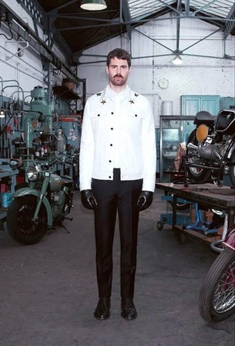 Giacca di jeans Givenchy Big Star S bianco oro argento rara