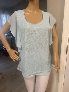 NY NEW YORK COLLECTION SZ L PARTIAL SEMI SHEER TUNIC BLOUSE TOP - EUC - Picture 1 of 4