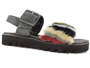 ASKA Women's Eva Fur Sandals Gray Suede Size EUR 41 - Bild 1 von 6