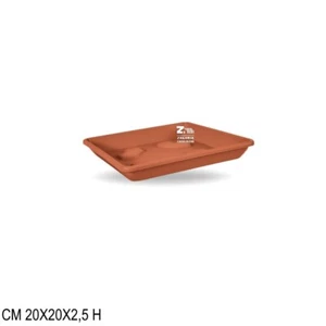 SOTTOVASO QUADRATO IN PLASTICA CM 20X20 COLOR TERRACOTTA PER VASO QUADRATO 22X22 - Foto 1 di 2