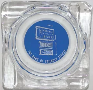 Vintage glass ashtray 1ST NATIONAL EXCHANGE BANK with sign pictured Sidney Ohio - Picture 1 of 3