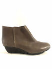 Clarks Boots Size 8 Taupe Leather Wedge Ladies Ankle Boots EU 41