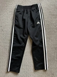 Adidas Pants Youth Kids Size 6 Black Sweatpants Performance 3 Stripe Joggers - Picture 1 of 5