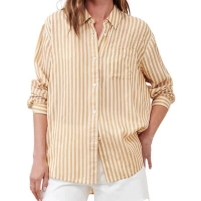 Jenni Kayne 男友衬衫芥末条纹 XS 码 — 第 1/4 张图片