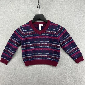 Janie & Jack Sweather Girls Size 4 Blue Red Striped Long Sleeve V Neck - Picture 1 of 9