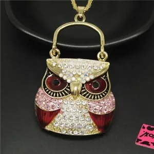 Designer Inspired Pendant "Madam Owl The Handbag Fortune Teller" 18K Gold Plated - Picture 1 of 4