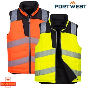 Gilet da lavoro Portwest PW3 Hi-Vis reversibile scaldacorpo trapuntato imbottito sicurezza invernale - Foto 1 di 14
