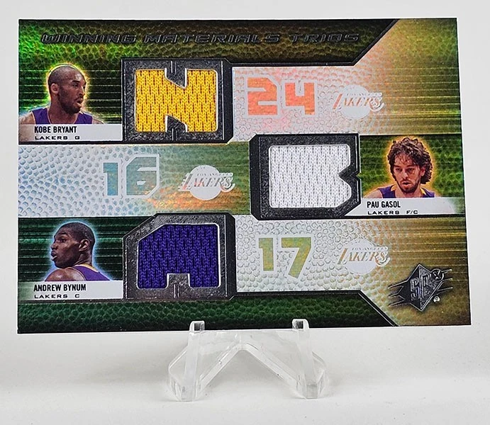 Upper Deck SPX Kobe Bryant 2008/Gasol/Bynum Winning Materials juego usado WMT-BGB Foto 1 de 4