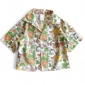 Vintage 70s 80s Zoo Safari Animal Wildlife Button Down Shirt Baby Boys 18 mos - Picture 1 of 12