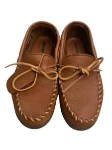 Minnetonka Mocasines de Piel de Alce Para Mujer 10.5 Zapatos Cuero Tostado Suave Cosido a Mano - Imagen 1 de 9