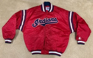 Vintage Starter Diamond Collection Satin Jacke Cleveland Indians Herren XL.  Rot - Bild 1 von 5