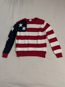 Vintage Newport News Collection USA Patriotic Flag Knit Sweater L American Shirt - Picture 1 of 6