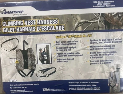 Ameristep Hunting Realtree Camouflage 241 Vest Climbing Safety Harness 300lbs - Image 1 of 4