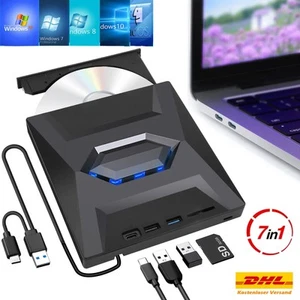 7 in 1 USB 3.0 Externes Laufwerk DVD CD UHD 4K Brenner Player für Laptop PC 2025 - Bild 1 von 12