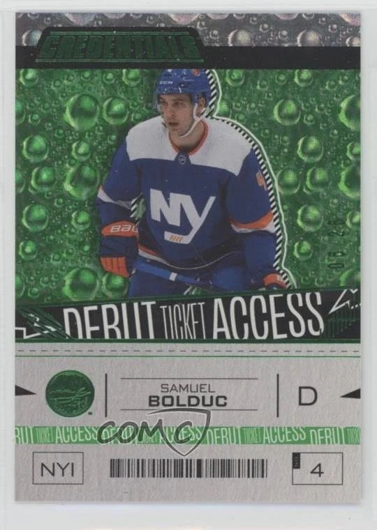 2023-24 Credentials Debut Ticket Access Green /25 Samuel Bolduc #159 Rookie RC - Image 1 of 2