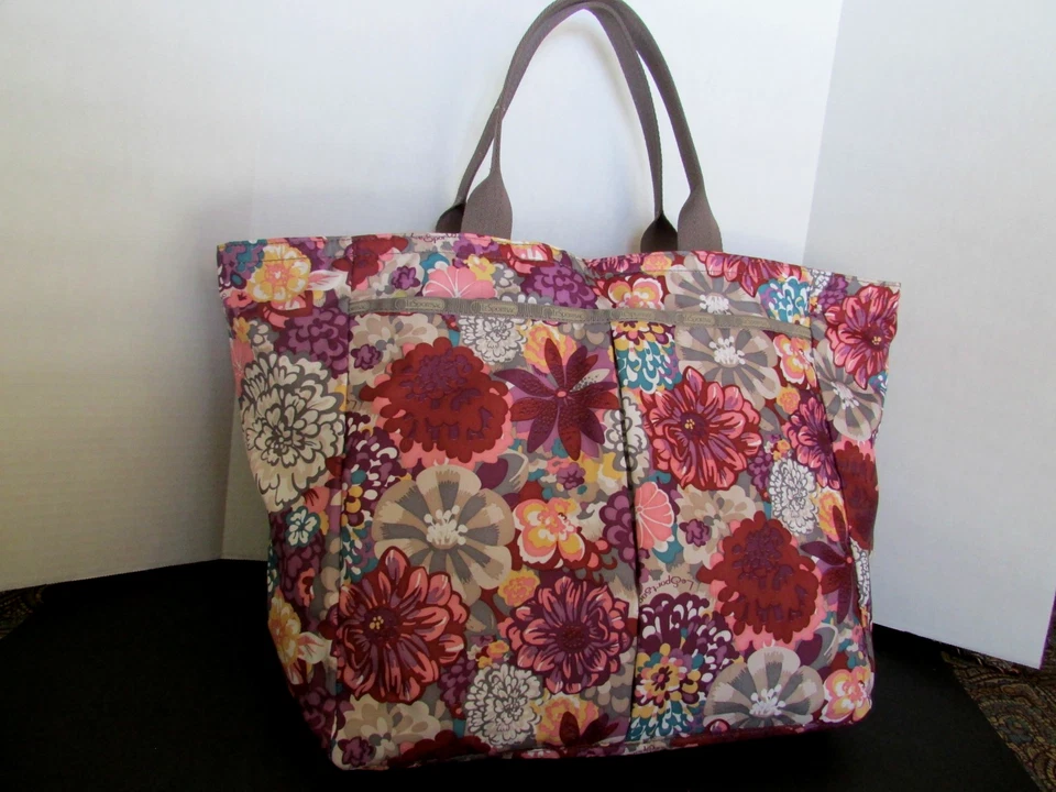 LeSportsac XLARGE Floral Tote multicolor purple Travel overnighter shop Bag-NWOT - Image 1 of 4