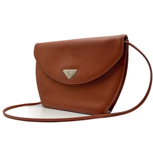 SAINT LAURENT (YSL) Borsa a tracolla Saint Laurent Cassandra in pelle YSL marrone oro autentica