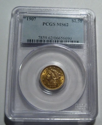 = 1907 年 MS62 NGC 2.50 美元自由女神金币,免运费 — 第 1/3 张图片