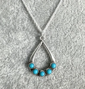 Vintage Turquoise Snake Eyes Pendant Sterling Silver 16" Rope Necklace - Picture 1 of 12