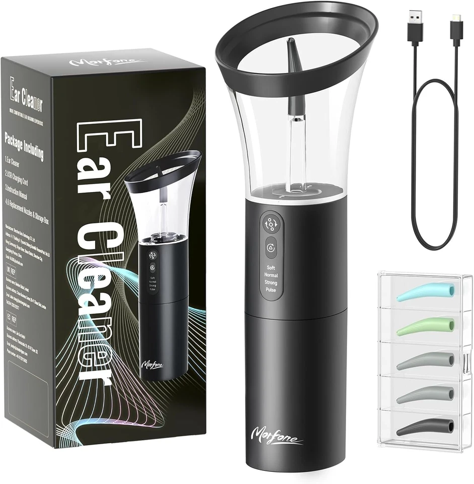 Kit Limpiador Eléctrico de Eliminación de Cera de Oído, Riego de 4 Modos, USB Recargable Foto 1 de 4