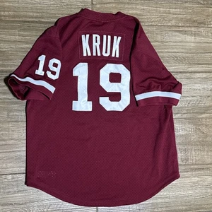John Kruk 1991 Philadelphia Phillies Mitchell & Ness Maroon Jersey Sz 44 / Large - Picture 1 of 5