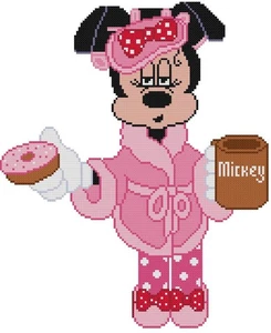 CROSS STITCH+ CRAFT PATTERN Minnie Mouse Pajama Robe Slippers Rollers Mickey Mug - Picture 1 of 17