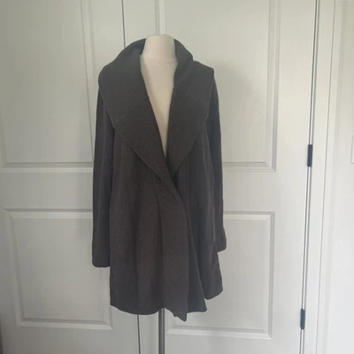 Cárdigan largo de lana LAFAYETTE 148 talla L suéter marrón jaspeado bolsillos Foto 1 de 4