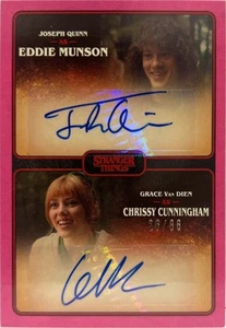Eddie Munson & Chrissy Cunningham 26/86 Double Autograph Pink Topps Stranger Thi - Picture 1 of 2
