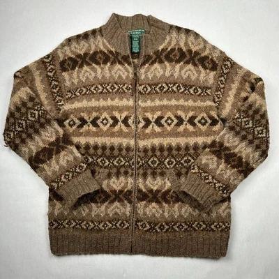 Ralph Lauren LLama Wool Vintage Sweater Womens Size Medium Petite Aztec Nordic - Image 1 of 4