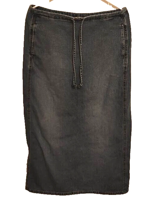 Falda larga de mezclilla London Jean recta con abertura trasera talla pequeña pequeña Foto 1 de 4