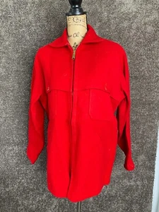 Woolrich Ruby Heather Wool Jacket SZ 40 Medium Full Zip Front Deep Red Pockets - Picture 1 of 14